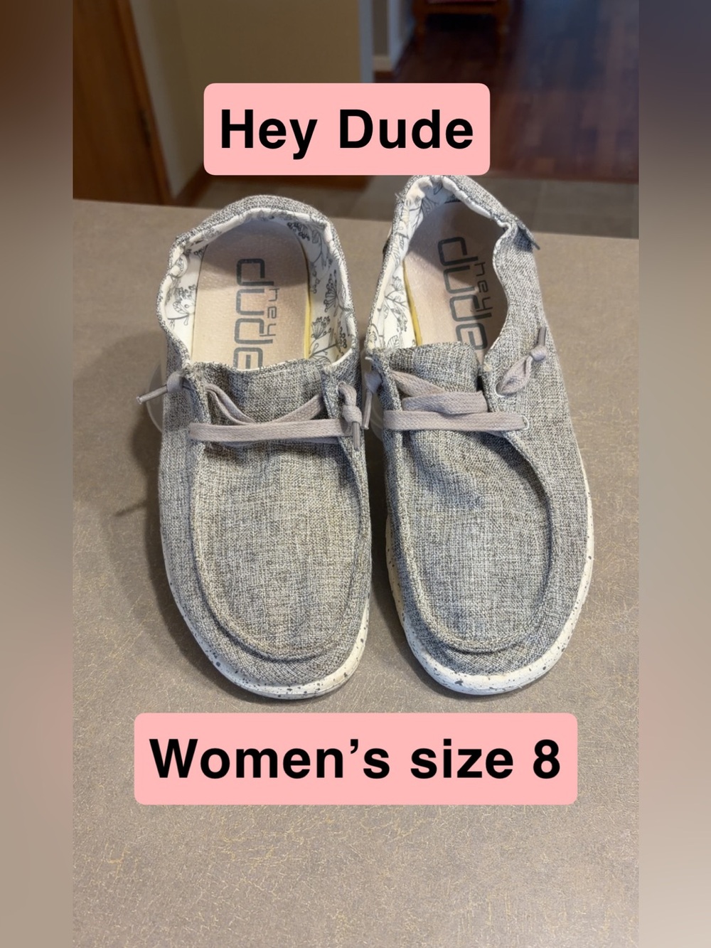 Hey Dude Women's Wendy Slip-On Shoes in Light Gray size 8
